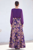 White Blue A-Line Bateau Neck 2 Piece Long Floral Mother Of the Bride Dress
