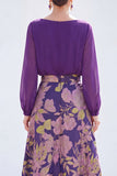 White Blue A-Line Bateau Neck 2 Piece Long Floral Mother Of the Bride Dress