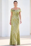 Mermaid Off the Shoulder Light Blue Long Mother Of the Bride Dress with 3D Flowers