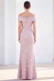 Mermaid Off the Shoulder Light Blue Long Mother Of the Bride Dress with 3D Flowers