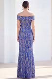 Mermaid Off the Shoulder Light Blue Long Mother Of the Bride Dress with 3D Flowers