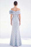 Golden Off the Shoulder Mermaid Long Mother Of the Bride Dress with 3D Flowers
