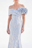 Golden Off the Shoulder Mermaid Long Mother Of the Bride Dress with 3D Flowers