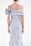 Golden Off the Shoulder Mermaid Long Mother Of the Bride Dress with 3D Flowers