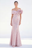 Golden Off the Shoulder Mermaid Long Mother Of the Bride Dress with 3D Flowers