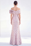 Golden Off the Shoulder Mermaid Long Mother Of the Bride Dress with 3D Flowers