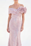 Golden Off the Shoulder Mermaid Long Mother Of the Bride Dress with 3D Flowers