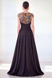 Grey A-Line Sequins Long Mother Of the Bride Dress with Cape