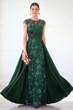 Grey A-Line Sequins Long Mother Of the Bride Dress with Cape
