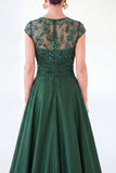 Grey A-Line Sequins Long Mother Of the Bride Dress with Cape