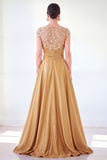 Grey A-Line Sequins Long Mother Of the Bride Dress with Cape