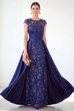 Grey A-Line Sequins Long Mother Of the Bride Dress with Cape