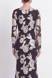 Mermaid Navy Long Sleeves Mother Of the Bride Dress with Embroidery