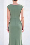 Grey Blue Mermaid Boat Neck Long Mother Of the Bride Dress with 3D Flowers