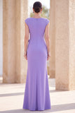 Grey Blue Mermaid Boat Neck Long Mother Of the Bride Dress with 3D Flowers