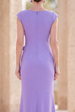 Grey Blue Mermaid Boat Neck Long Mother Of the Bride Dress with 3D Flowers