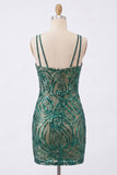 Sparkly Bodycon Dark Green Sequins Homecoming Dress