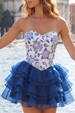 Sweetheart A-Line Gold and Black Tiered Party Dress with Lace Up Back