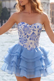 Sweetheart A-Line Gold and Black Tiered Party Dress with Lace Up Back