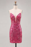 Sweetheart Dark Green Bodycon Sequins Party Dress with Lace Up Back