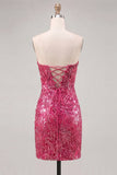 Sweetheart Dark Green Bodycon Sequins Party Dress with Lace Up Back