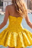 Blue Strapless Jacquard A-Line Floral Corset Graduation Dress