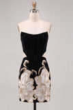 Strapless Dark Green Corset Bodycon Cut Out Party Dress with Sequins