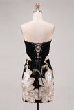 Strapless Dark Green Corset Bodycon Cut Out Party Dress with Sequins