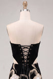 Strapless Dark Green Corset Bodycon Cut Out Party Dress with Sequins