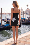 Black Bodycon Spaghetti Straps Short Cocktail Party Dress with Sequins