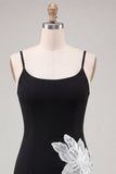 Black Bodycon Spaghetti Straps Short Cocktail Party Dress with Sequins
