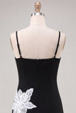 Black Bodycon Spaghetti Straps Short Cocktail Party Dress with Sequins