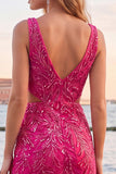 Sparkly Green Bodycon Cut Out V-Neck Short Party Dress with Sequins