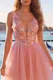 Yellow A-Line V-Neck Floral Short Graduation Dress