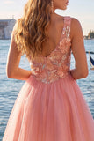 Yellow A-Line V-Neck Floral Short Graduation Dress