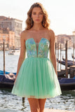 Strapless Yellow Embroidered A-Line Short Graduation Dress