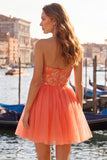 Strapless Yellow Embroidered A-Line Short Graduation Dress
