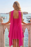 Strapless Yellow Pleated A-Line Graduation Dress with Neck Scarf