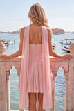 Strapless Yellow Pleated A-Line Graduation Dress with Neck Scarf