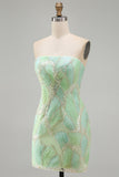 Strapless Bodycon Sequin Short Cocktail Dress