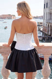 Fuchsia and Red Strapless Beaded A-Line Short Cocktail Dress with Bow