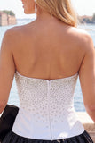 Fuchsia and Red Strapless Beaded A-Line Short Cocktail Dress with Bow
