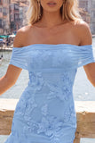 Off the Shoulder Yellow Floral Tight Cocktail Dress with Ruffles