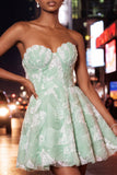 Pink Sweetheart A-Line Short Party Dress with Pearls