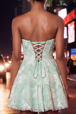 Pink Sweetheart A-Line Short Party Dress with Pearls