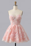 Pink Sweetheart A-Line Short Party Dress with Pearls