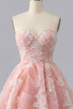 Pink Sweetheart A-Line Short Party Dress with Pearls
