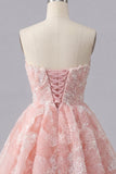 Pink Sweetheart A-Line Short Party Dress with Pearls