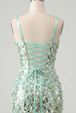 Sparkly Green Corset Bodycon Lace Up Back Short Party Dress with Sequins