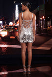 Sparkly Green Corset Bodycon Lace Up Back Short Party Dress with Sequins